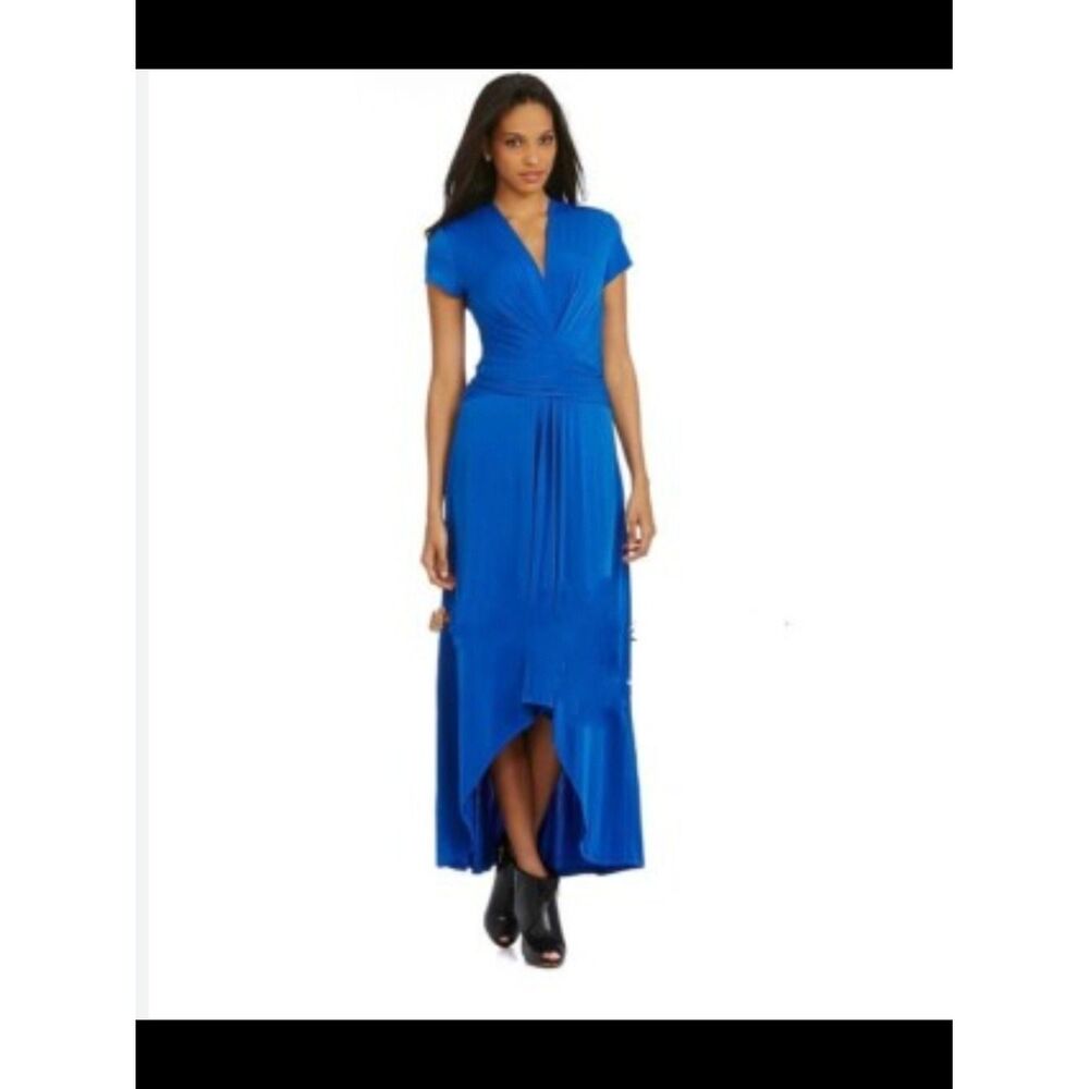 Michael Kors Cobalt Blue Wrap-Style High-Low Maxi Dress